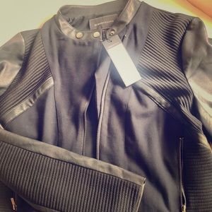Black fabric bomber Jacket! BCBG Never Worn!